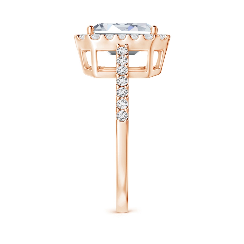 8.5x6.5mm HSI2 Emerald-Cut Diamond Halo Ring in Rose Gold side 299