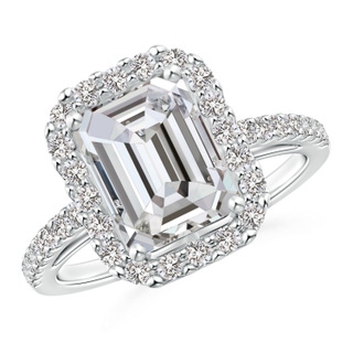 8.5x6.5mm IJI1I2 Emerald-Cut Diamond Halo Ring in White Gold