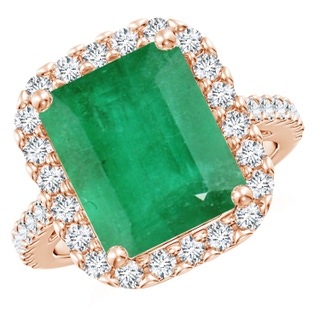 12x10mm A Emerald-Cut Emerald Halo Ring in Rose Gold