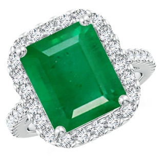 12x10mm AA Emerald-Cut Emerald Halo Ring in P950 Platinum