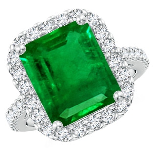 12x10mm AAAA Emerald-Cut Emerald Halo Ring in P950 Platinum