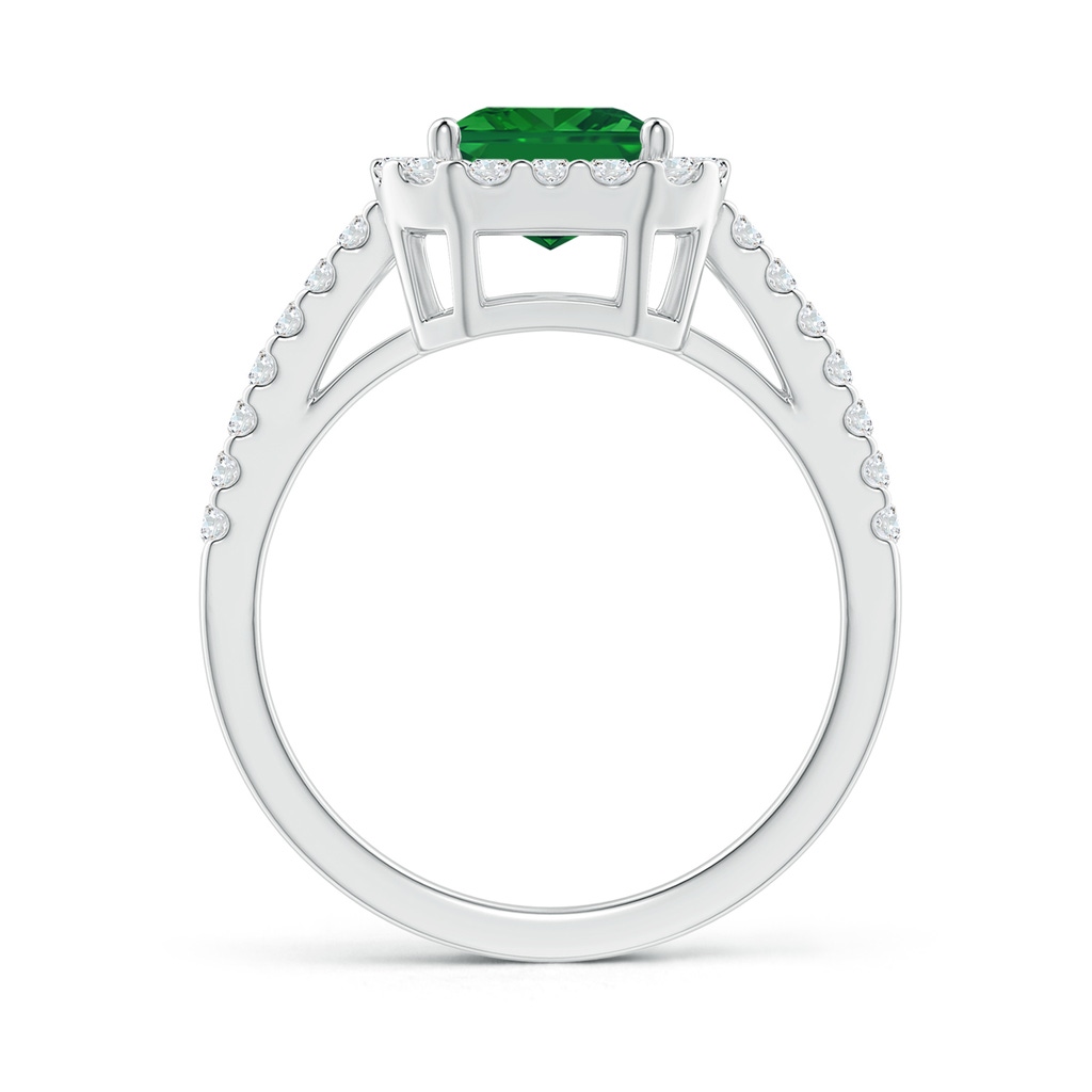 9x7mm AAA Emerald-Cut Emerald Halo Ring in White Gold Side 199