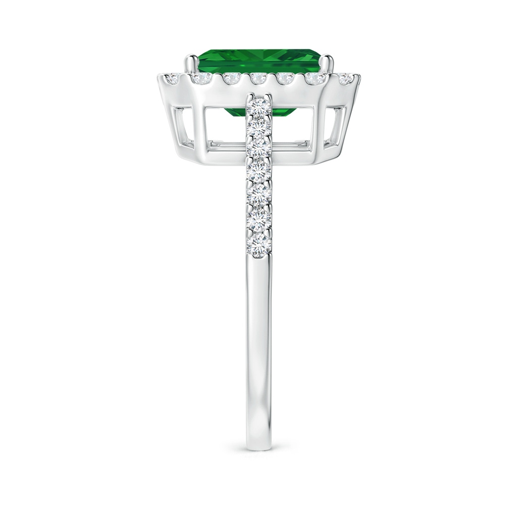 9x7mm AAA Emerald-Cut Emerald Halo Ring in White Gold Side 299