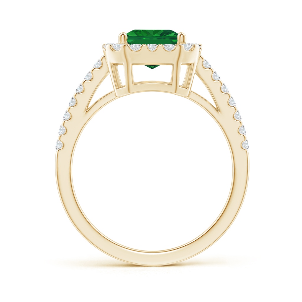 9x7mm AAA Emerald-Cut Emerald Halo Ring in Yellow Gold Side 199