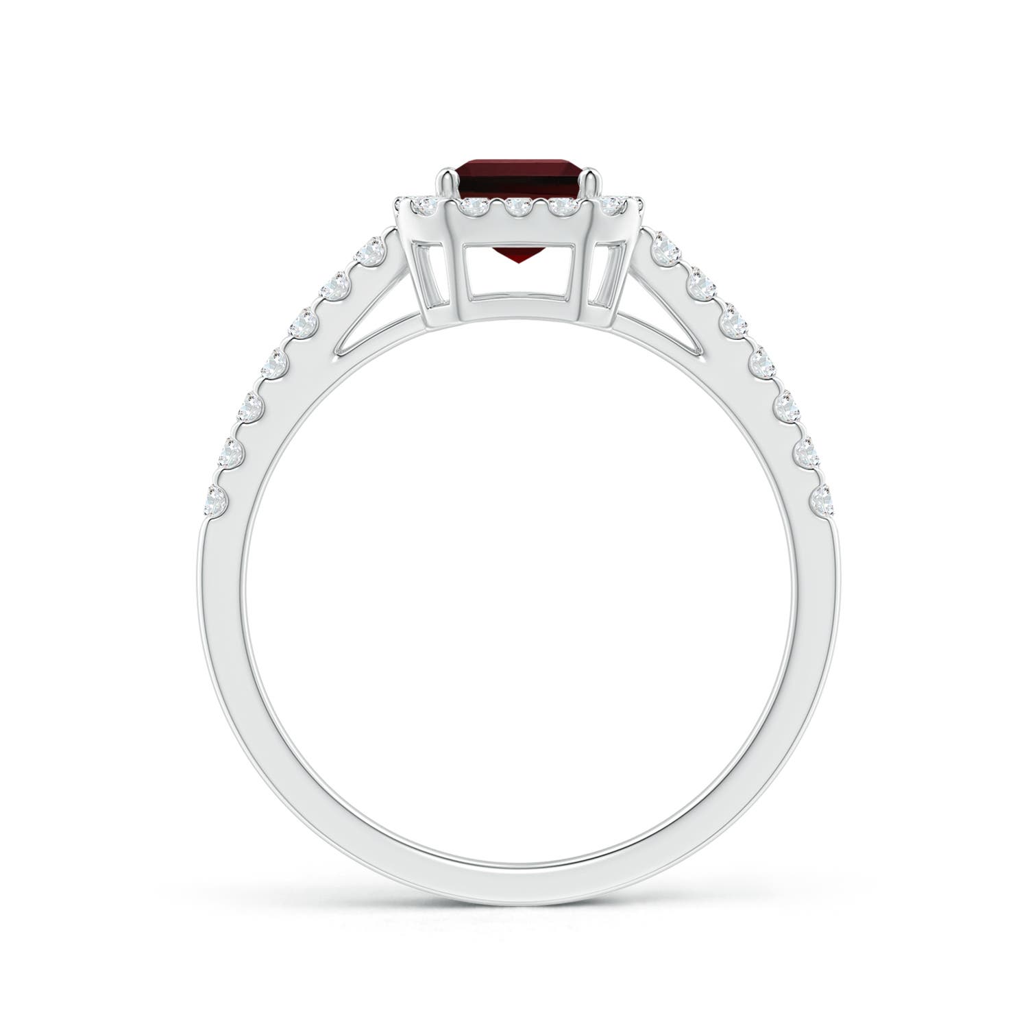 7x5mm AAA Emerald-Cut Garnet Halo Ring in P950 Platinum - side 3
