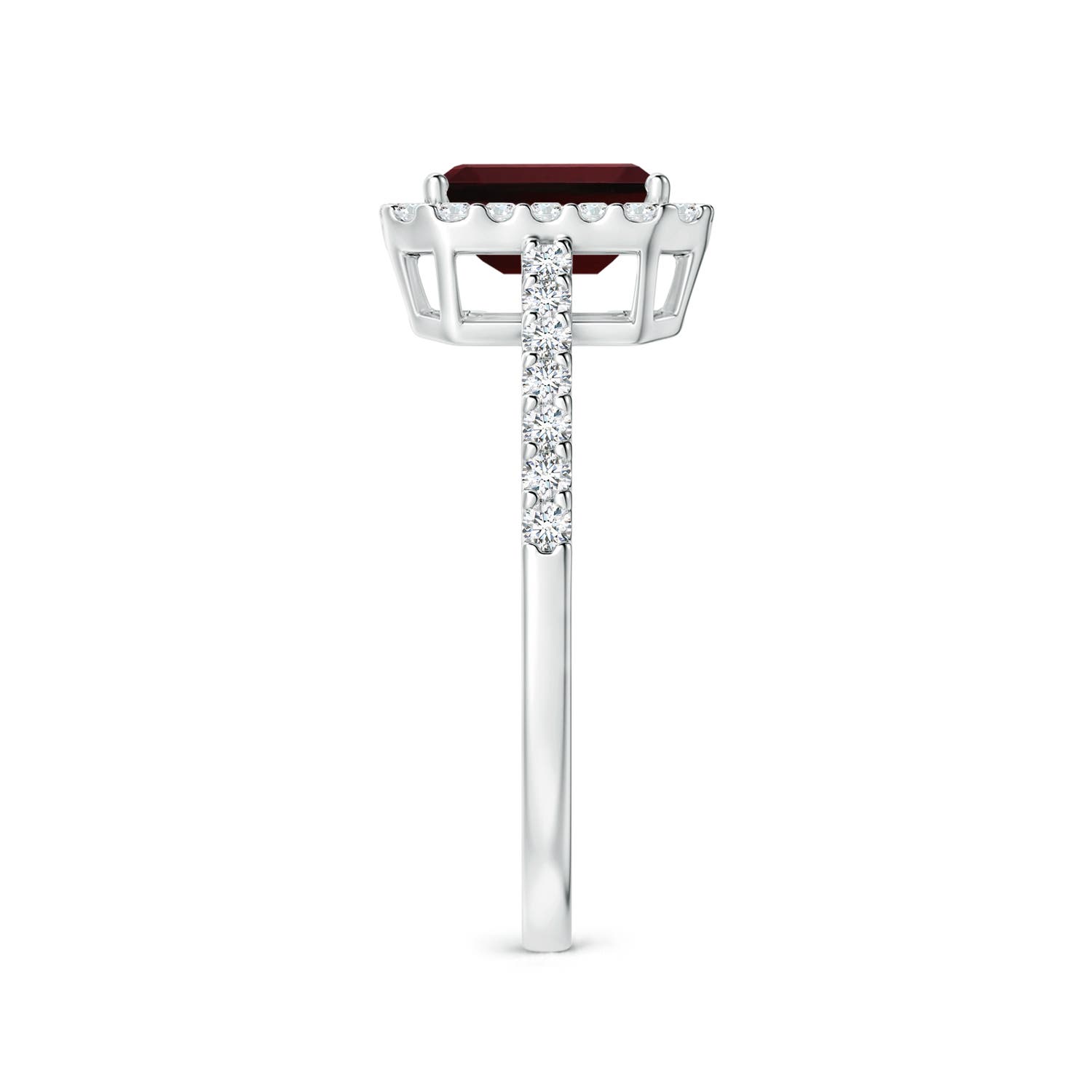 7x5mm AAA Emerald-Cut Garnet Halo Ring in P950 Platinum - side 5