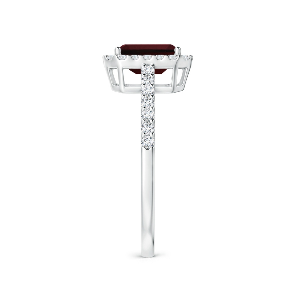 7x5mm AAA Emerald-Cut Garnet Halo Ring in White Gold side-2