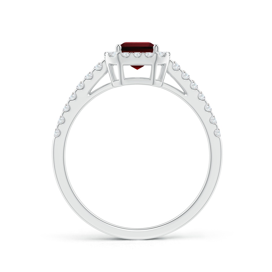7x5mm AAAA Emerald-Cut Garnet Halo Ring in P950 Platinum side-1