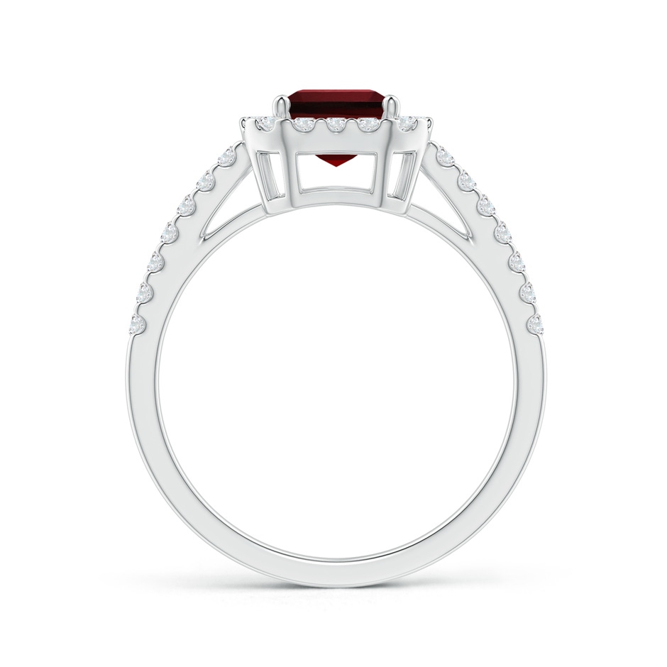 8x6mm AAAA Emerald-Cut Garnet Halo Ring in P950 Platinum side-1