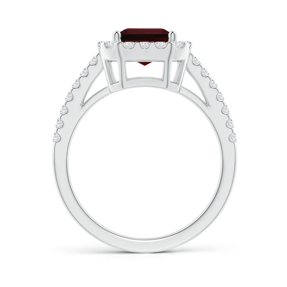 9x7mm AAA Emerald-Cut Garnet Halo Ring in White Gold side-1