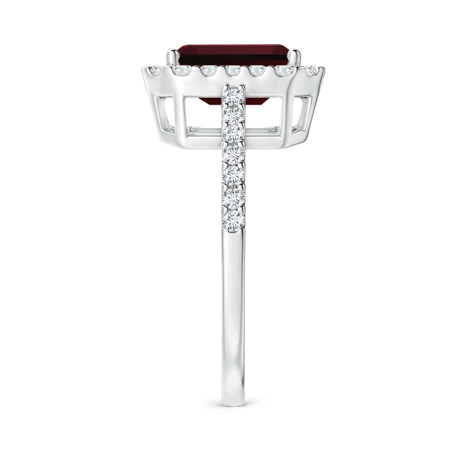 9x7mm AAA Emerald-Cut Garnet Halo Ring in White Gold side-2