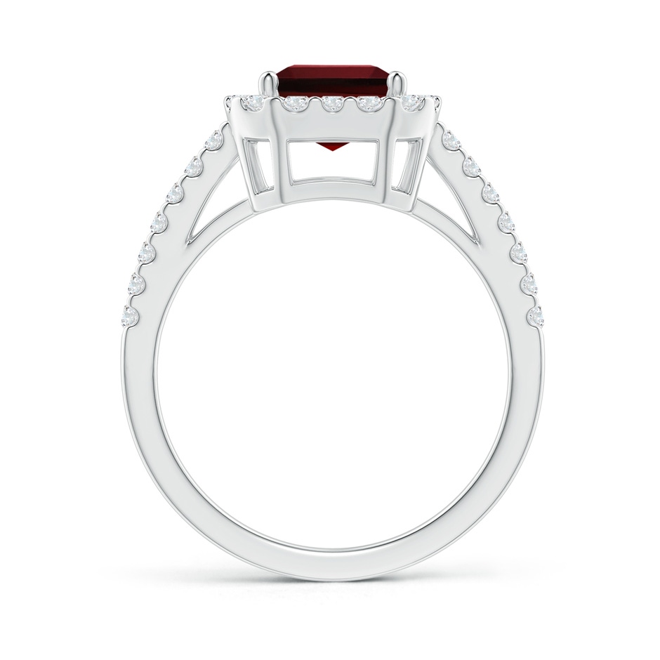 9x7mm AAAA Emerald-Cut Garnet Halo Ring in P950 Platinum side-1