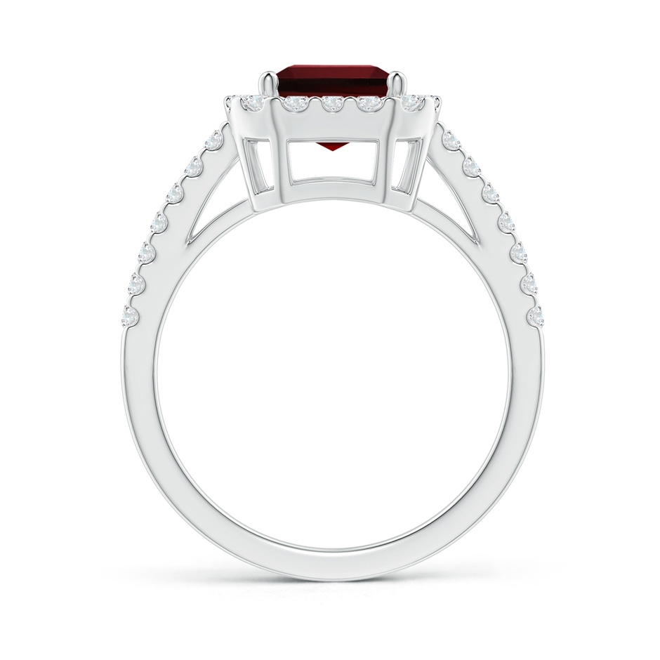 9x7mm AAAA Emerald-Cut Garnet Halo Ring in White Gold side-1