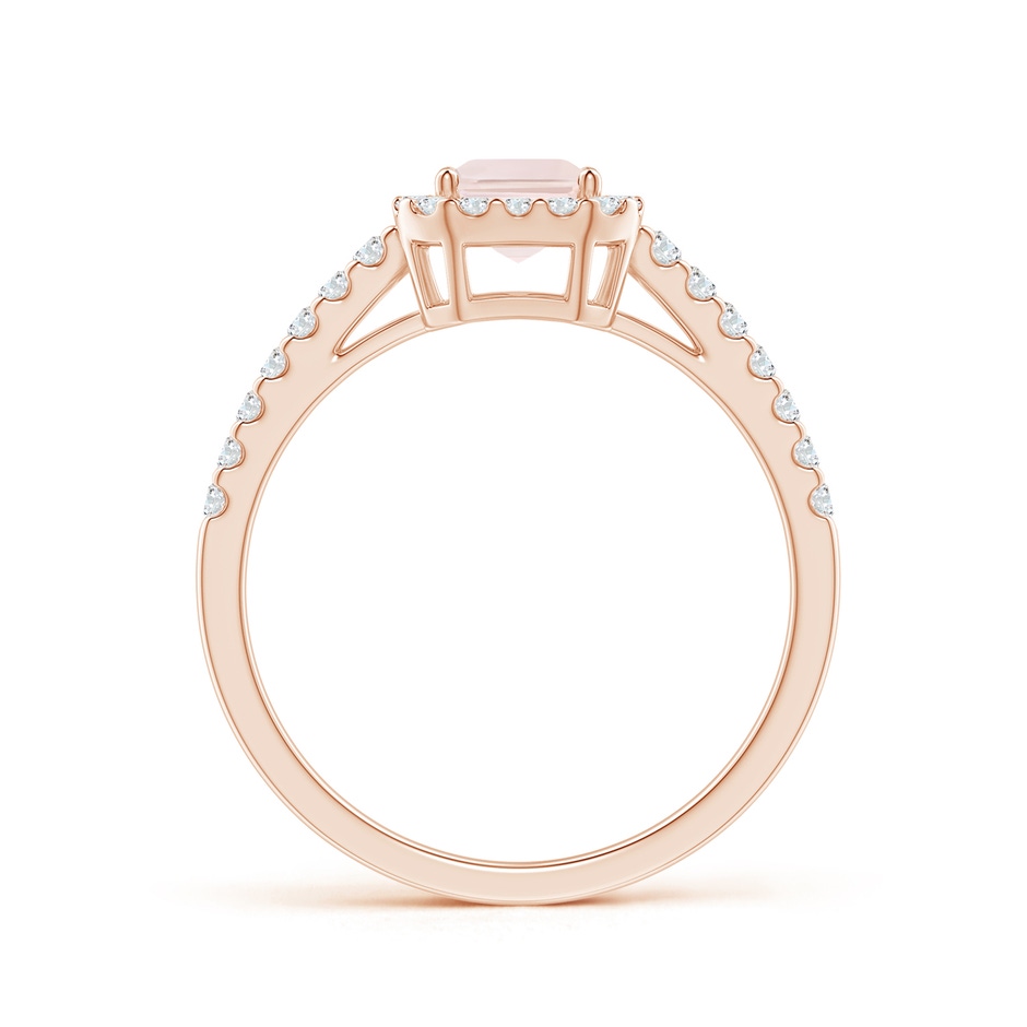 7x5mm A Emerald-Cut Morganite Halo Ring in Rose Gold side-1