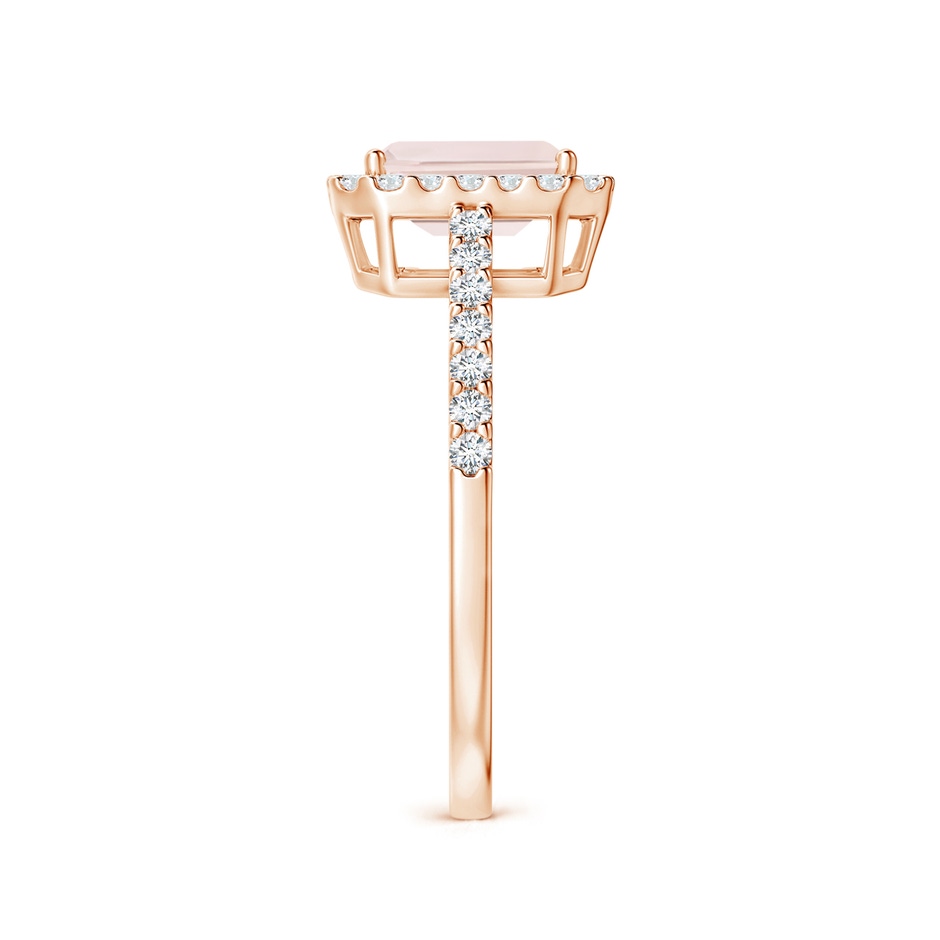 7x5mm A Emerald-Cut Morganite Halo Ring in Rose Gold side-2