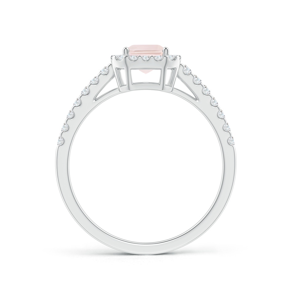 7x5mm A Emerald-Cut Morganite Halo Ring in White Gold side-1