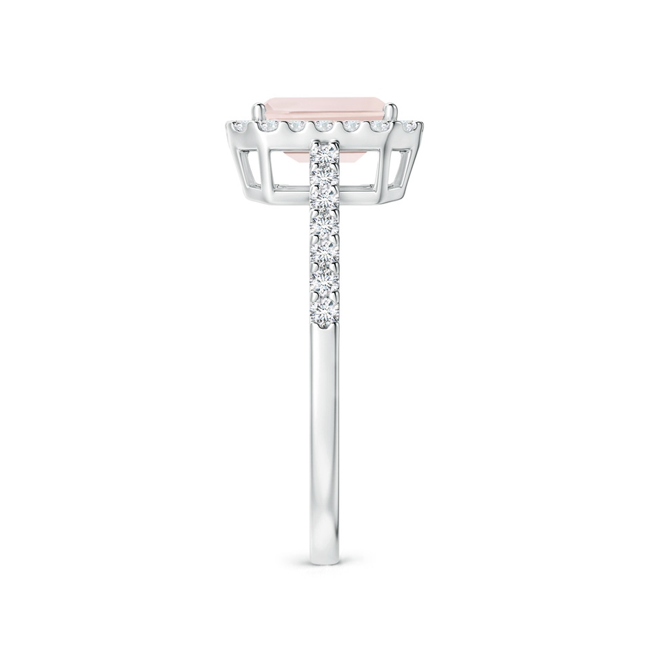 7x5mm A Emerald-Cut Morganite Halo Ring in White Gold side-2