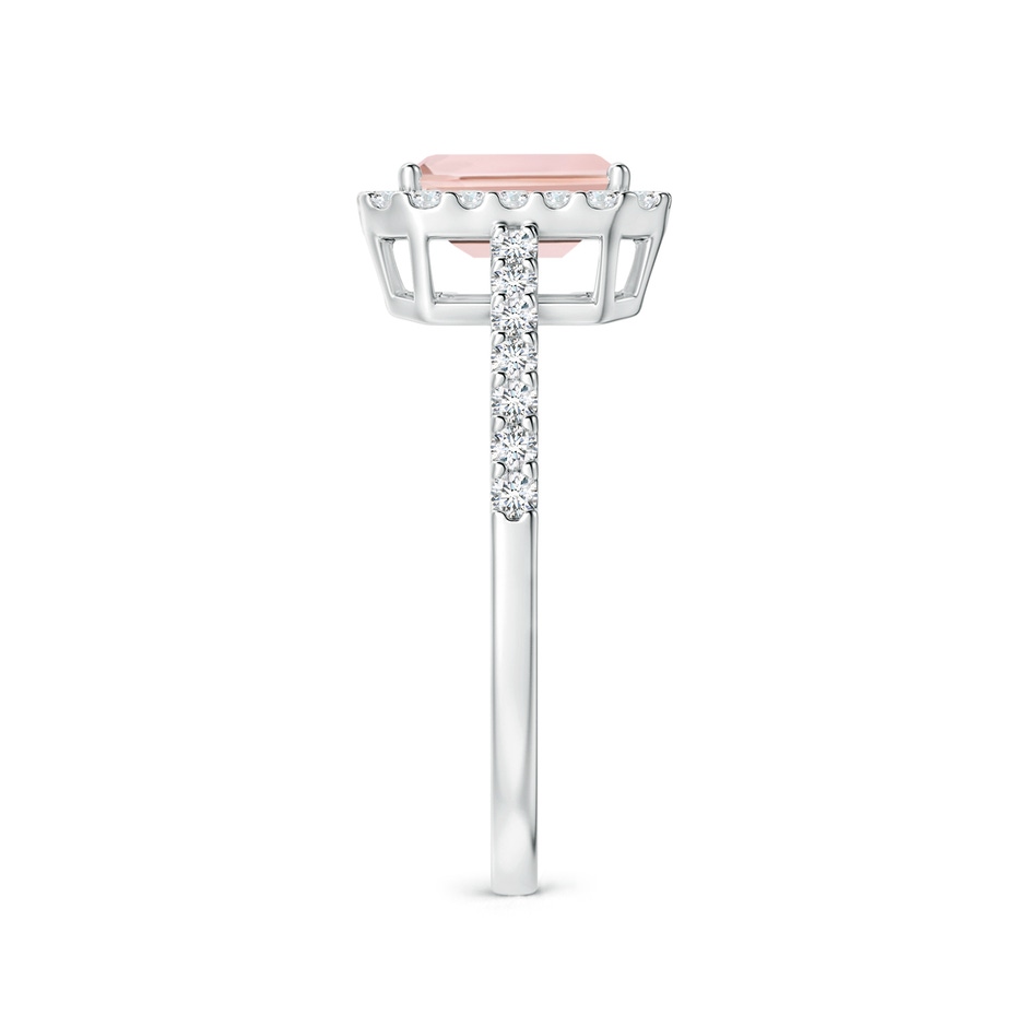 7x5mm AA Emerald-Cut Morganite Halo Ring in White Gold side-2