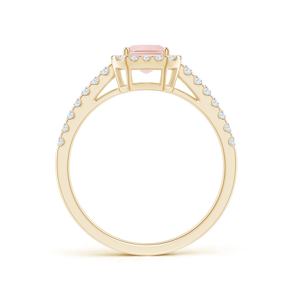 7x5mm AA Emerald-Cut Morganite Halo Ring in Yellow Gold side-1