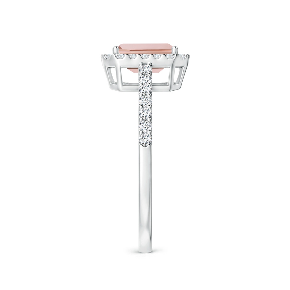 7x5mm AAA Emerald-Cut Morganite Halo Ring in White Gold side-2