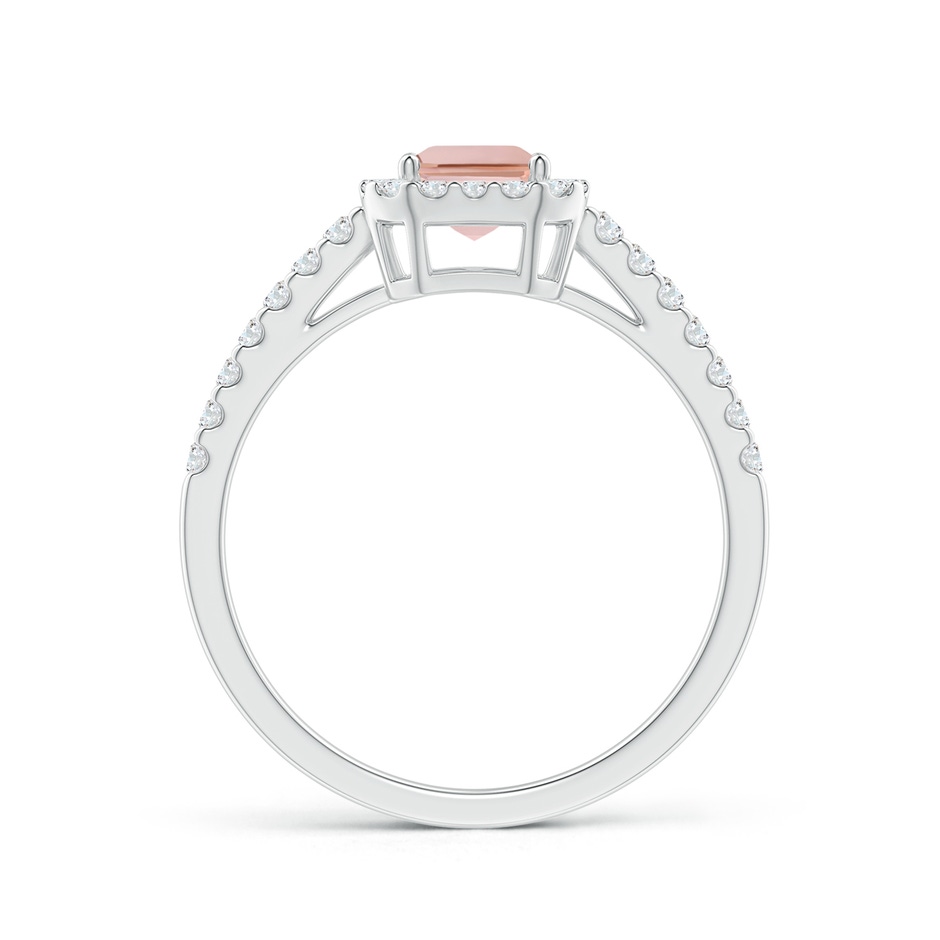 7x5mm AAAA Emerald-Cut Morganite Halo Ring in P950 Platinum side-1