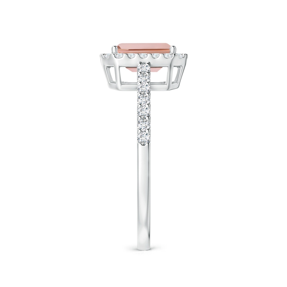 7x5mm AAAA Emerald-Cut Morganite Halo Ring in P950 Platinum side-2