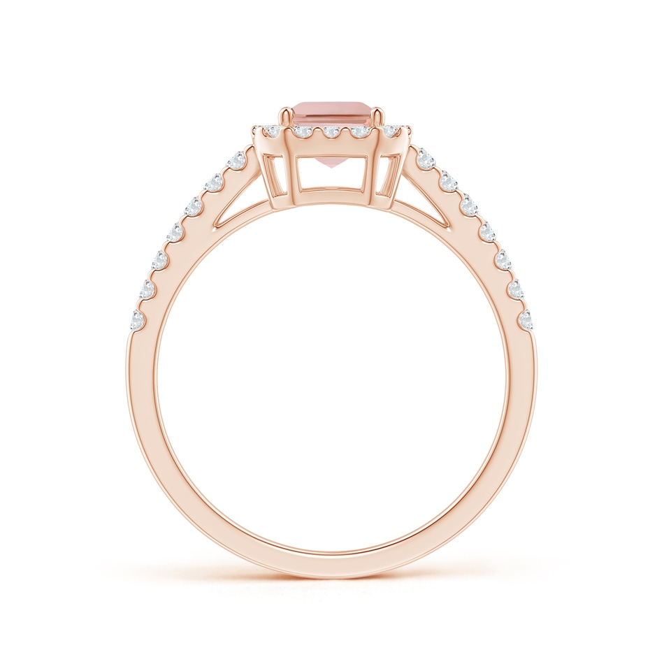 7x5mm AAAA Emerald-Cut Morganite Halo Ring in Rose Gold side-1