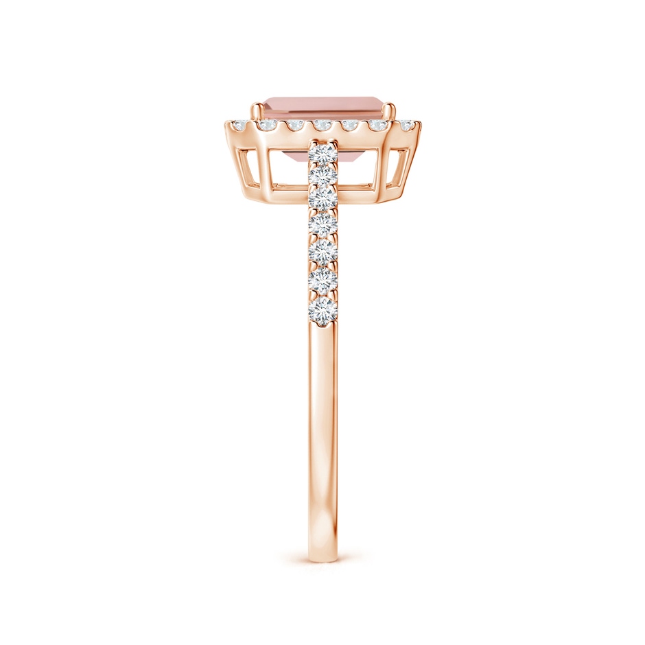 7x5mm AAAA Emerald-Cut Morganite Halo Ring in Rose Gold side-2