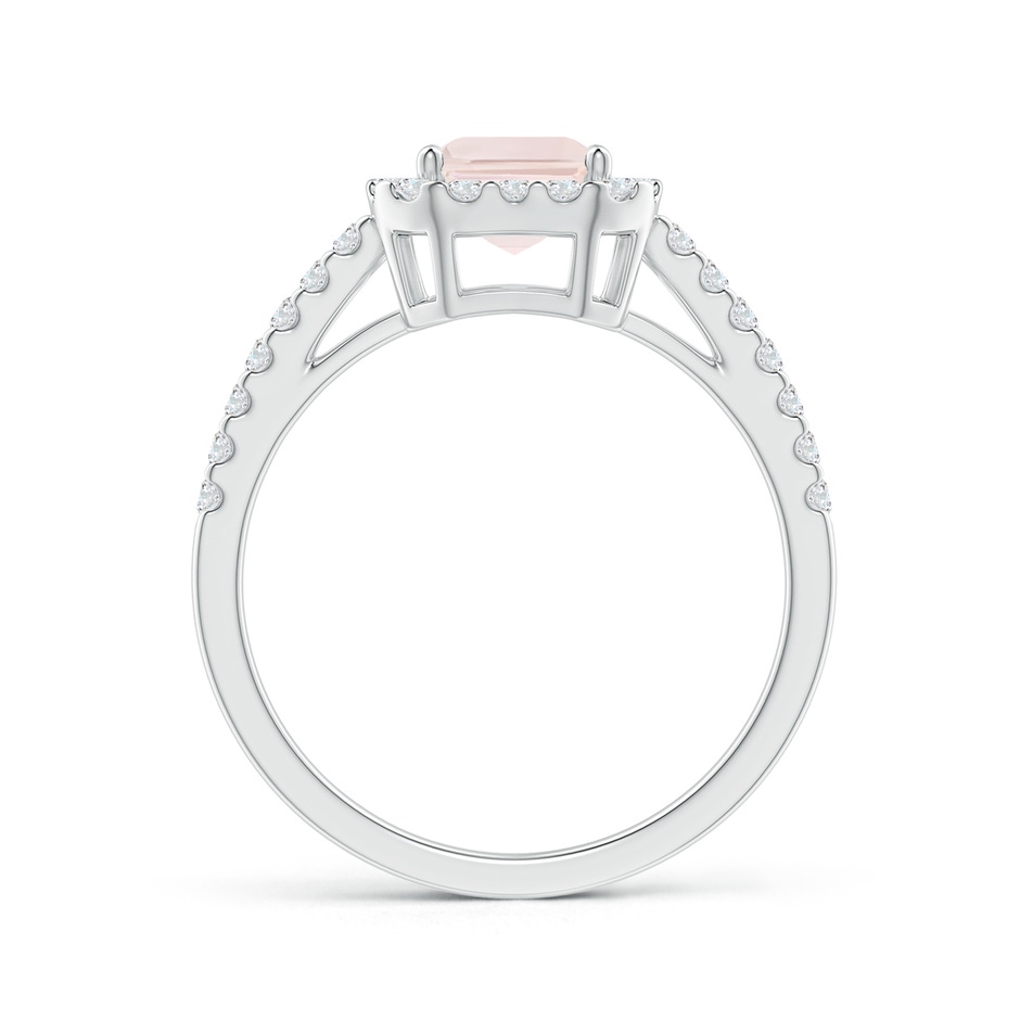 8x6mm A Emerald-Cut Morganite Halo Ring in 9K White Gold side-1