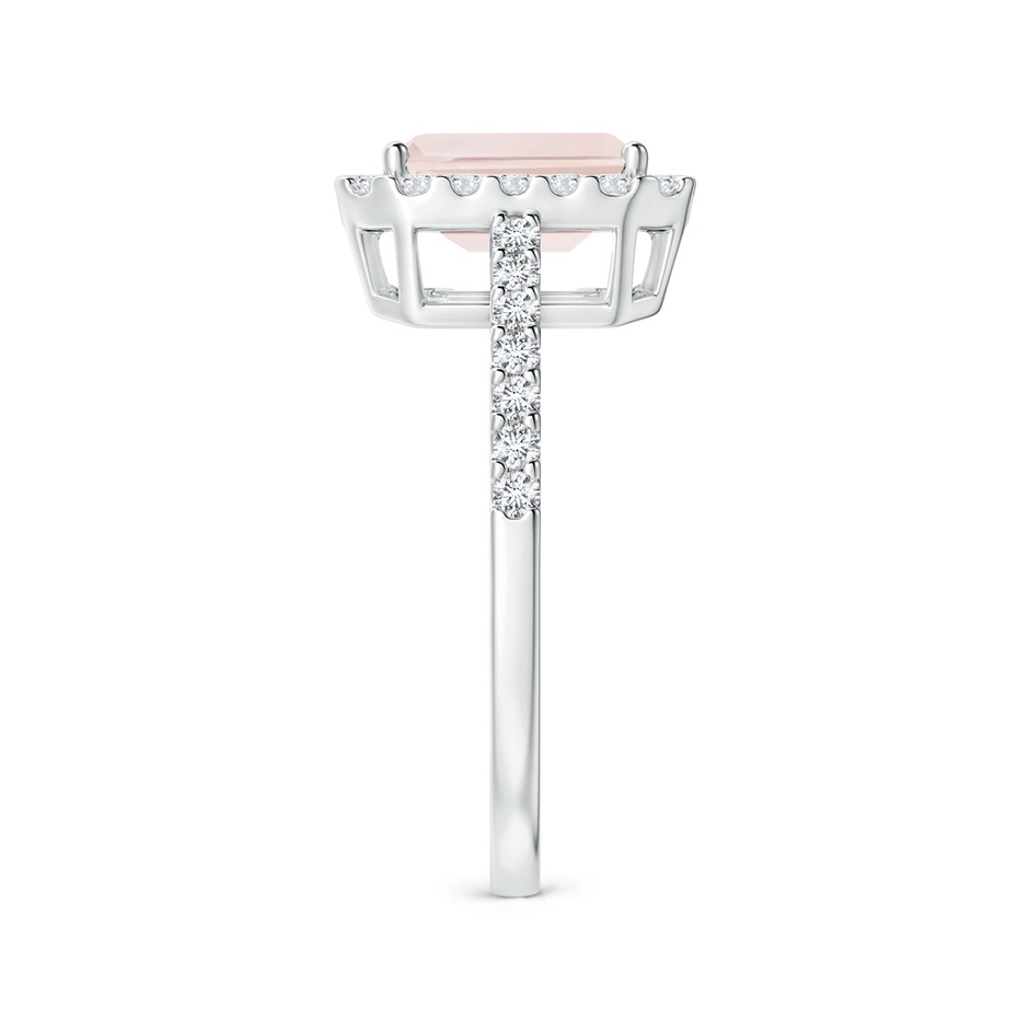 8x6mm A Emerald-Cut Morganite Halo Ring in 9K White Gold side-2