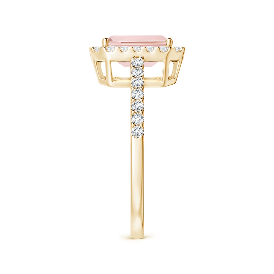 8x6mm AA Emerald-Cut Morganite Halo Ring in Yellow Gold side-2
