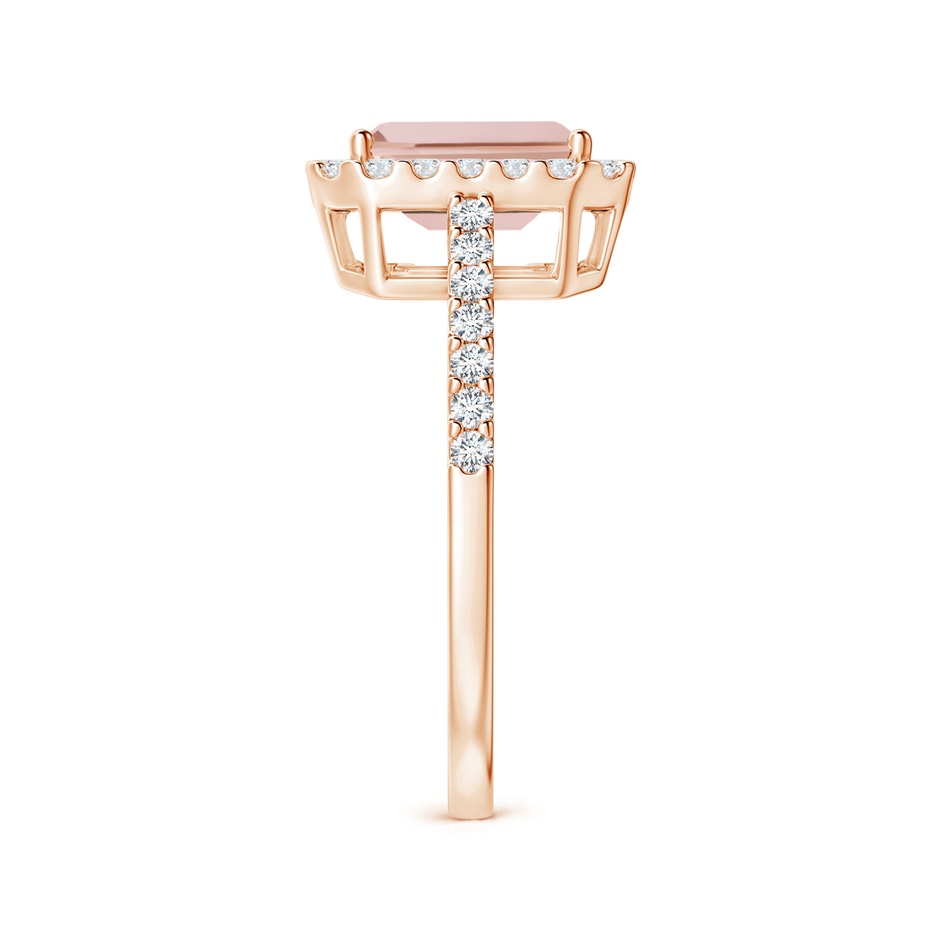 8x6mm AAA Emerald-Cut Morganite Halo Ring in Rose Gold side-2