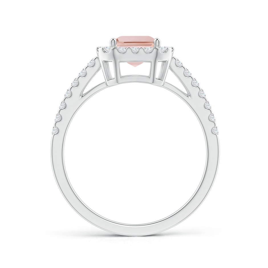 8x6mm AAA Emerald-Cut Morganite Halo Ring in White Gold side-1