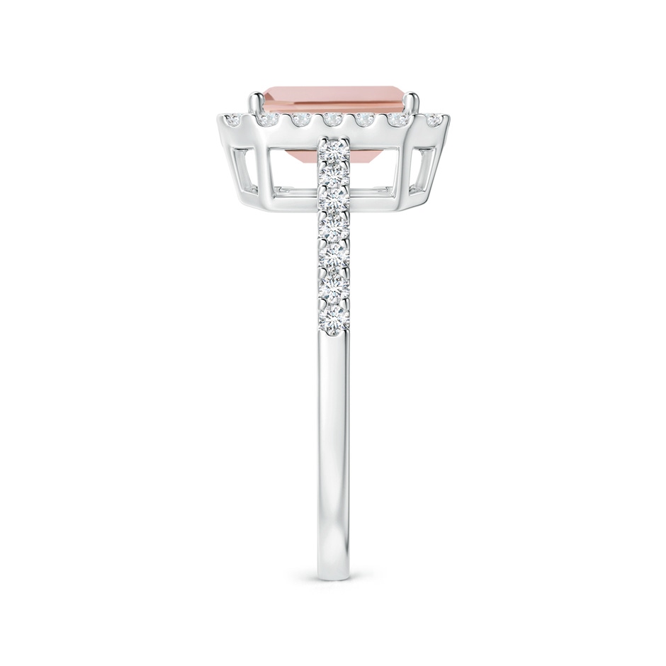 8x6mm AAA Emerald-Cut Morganite Halo Ring in White Gold side-2