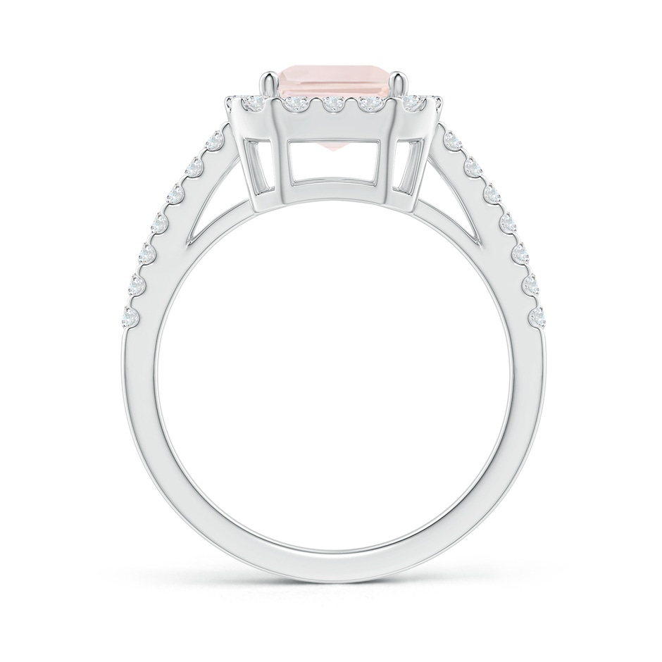 9x7mm A Emerald-Cut Morganite Halo Ring in White Gold side-1