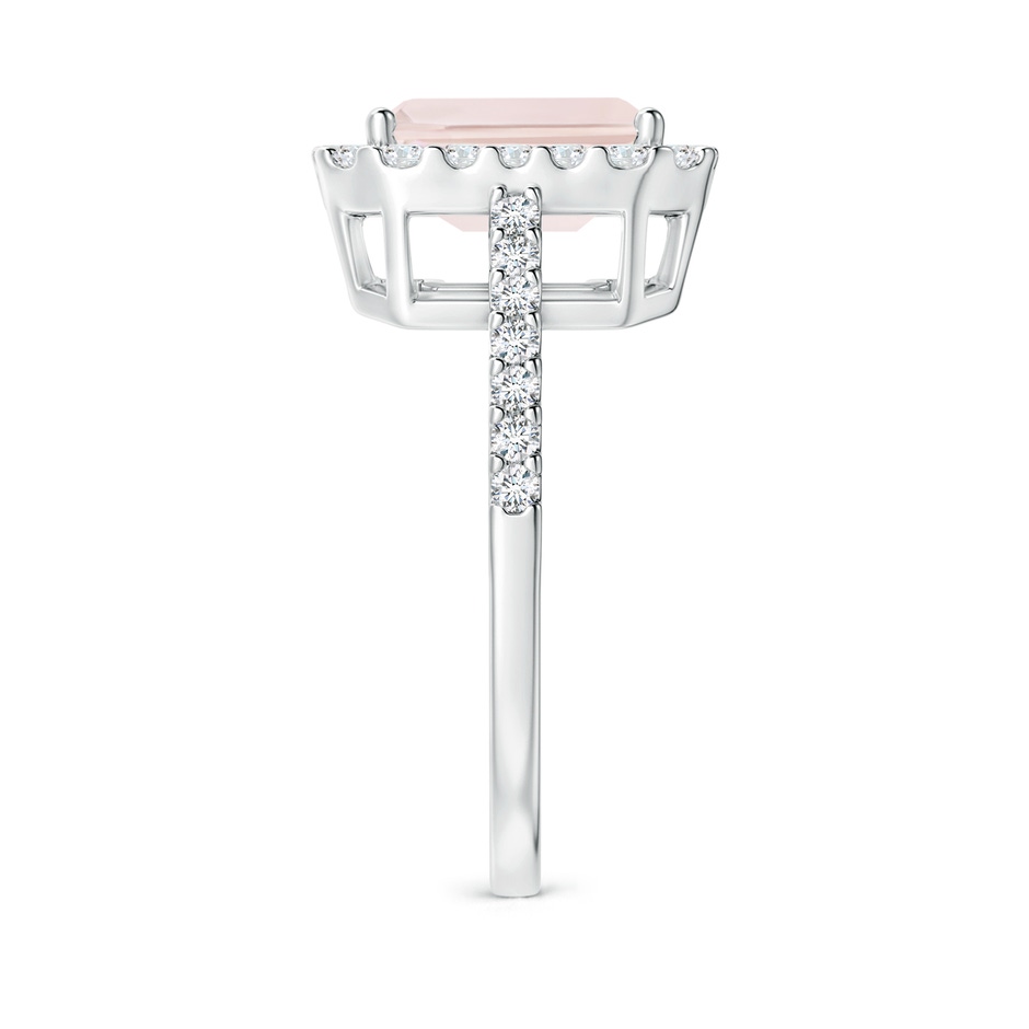 9x7mm A Emerald-Cut Morganite Halo Ring in White Gold side-2