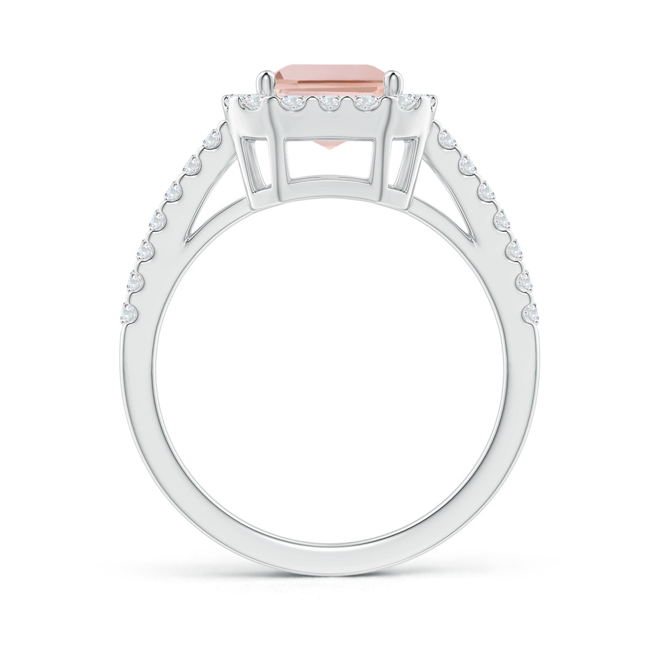 9x7mm AAA Emerald-Cut Morganite Halo Ring in P950 Platinum side-1