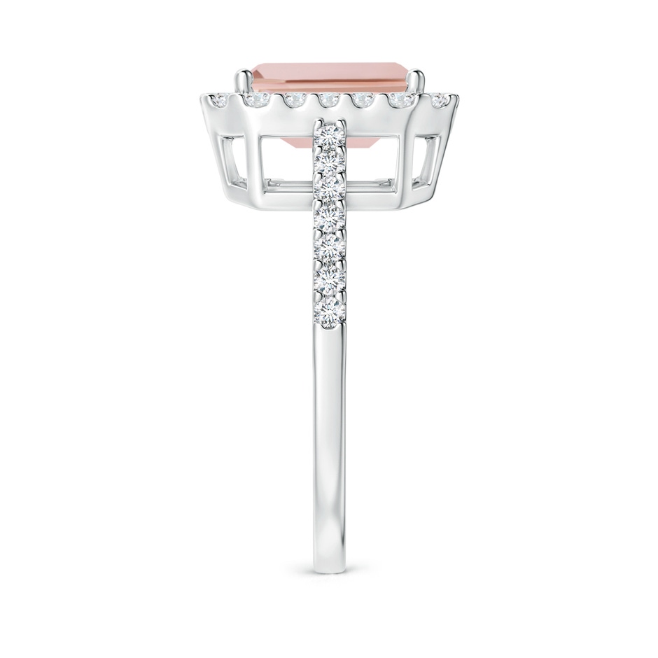 9x7mm AAA Emerald-Cut Morganite Halo Ring in P950 Platinum side-2