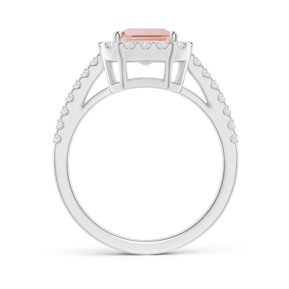 9x7mm AAA Emerald-Cut Morganite Halo Ring in White Gold side-1