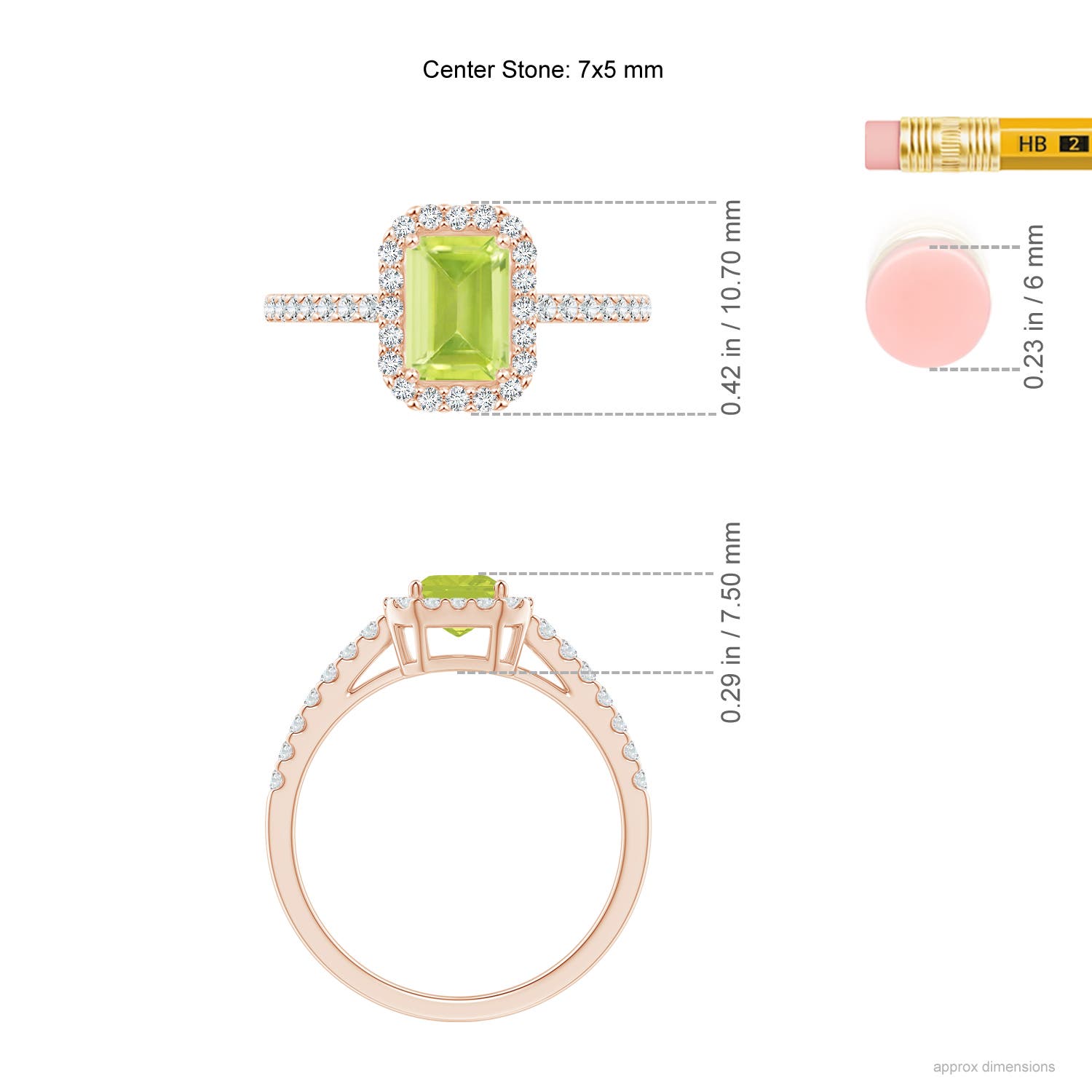 A - Peridot / 1.33 CT / 14 KT Rose Gold