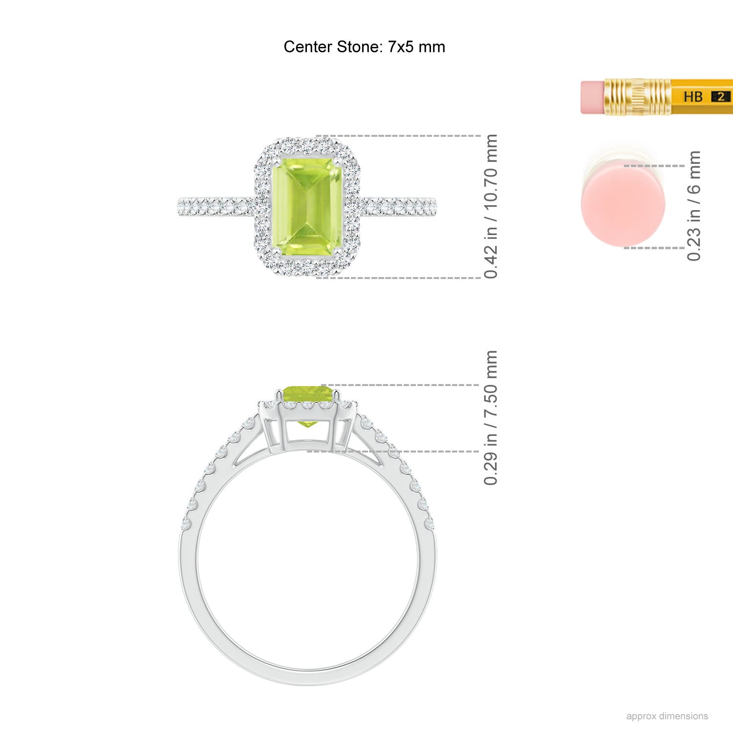 A - Peridot / 1.33 CT / 14 KT White Gold