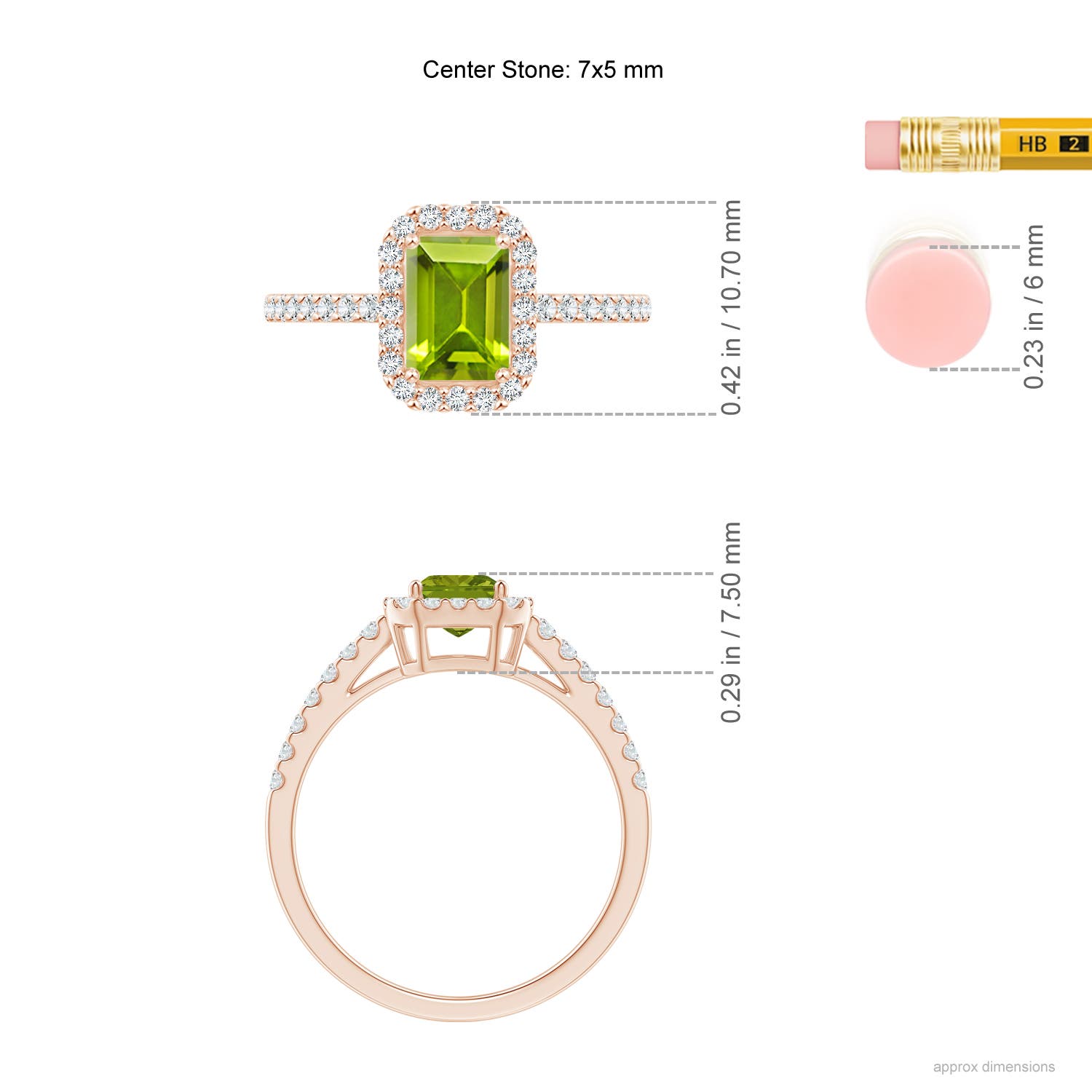 AAA - Peridot / 1.33 CT / 14 KT Rose Gold