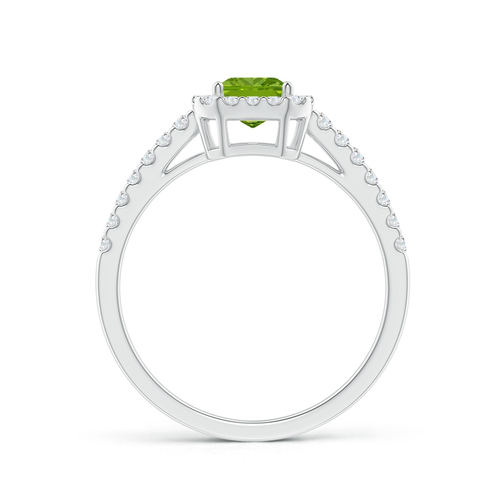 7x5mm AAAA Emerald-Cut Peridot Halo Ring in P950 Platinum Side-1