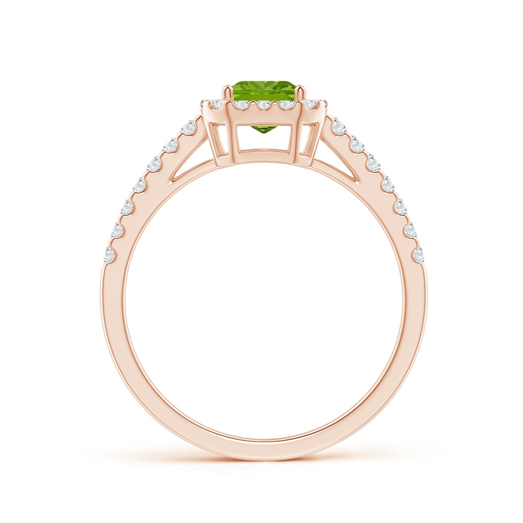 7x5mm AAAA Emerald-Cut Peridot Halo Ring in Rose Gold - side_1