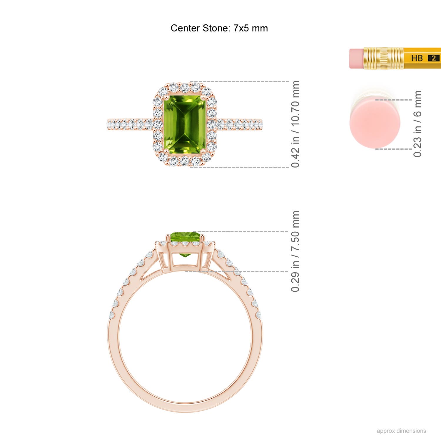 AAAA - Peridot / 1.33 CT / 14 KT Rose Gold