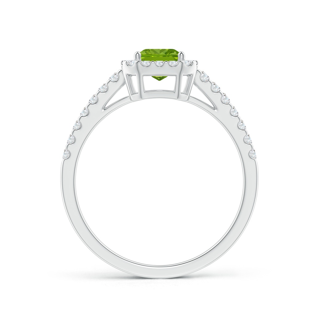 7x5mm AAAA Emerald-Cut Peridot Halo Ring in White Gold - side_1