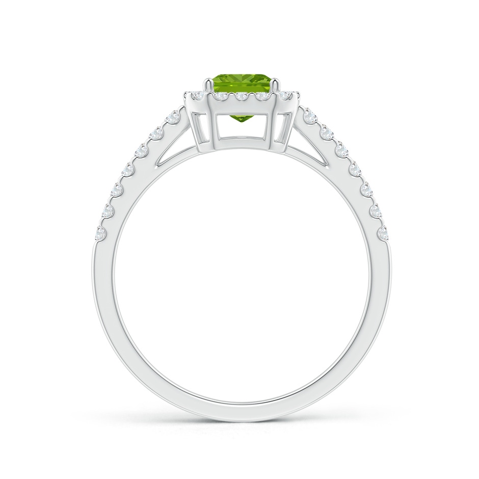 7x5mm AAAA Emerald-Cut Peridot Halo Ring in White Gold side-1