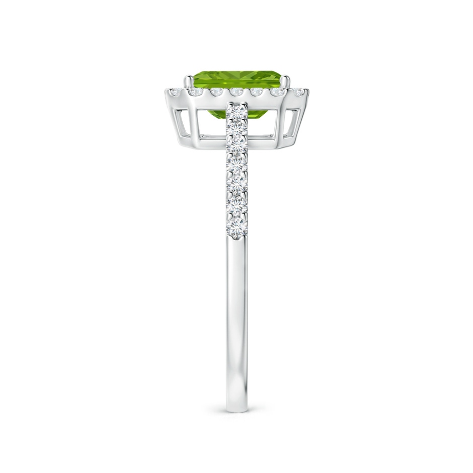 7x5mm AAAA Emerald-Cut Peridot Halo Ring in White Gold side-2