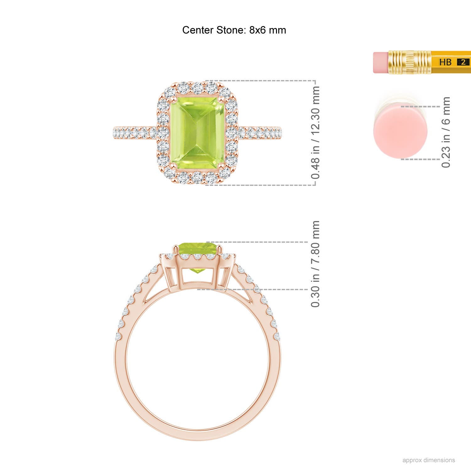 A - Peridot / 2.01 CT / 14 KT Rose Gold