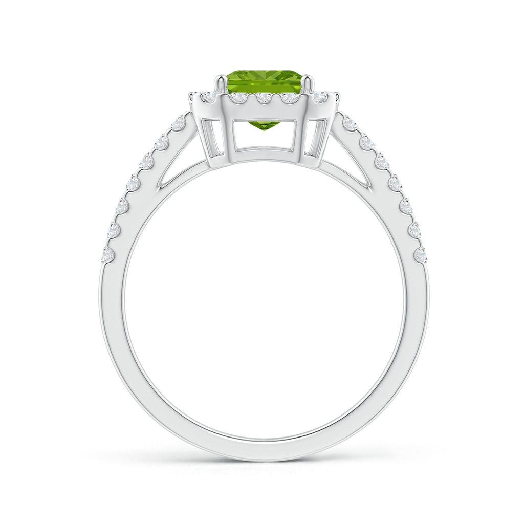 8x6mm AAAA Emerald-Cut Peridot Halo Ring in White Gold - side_1
